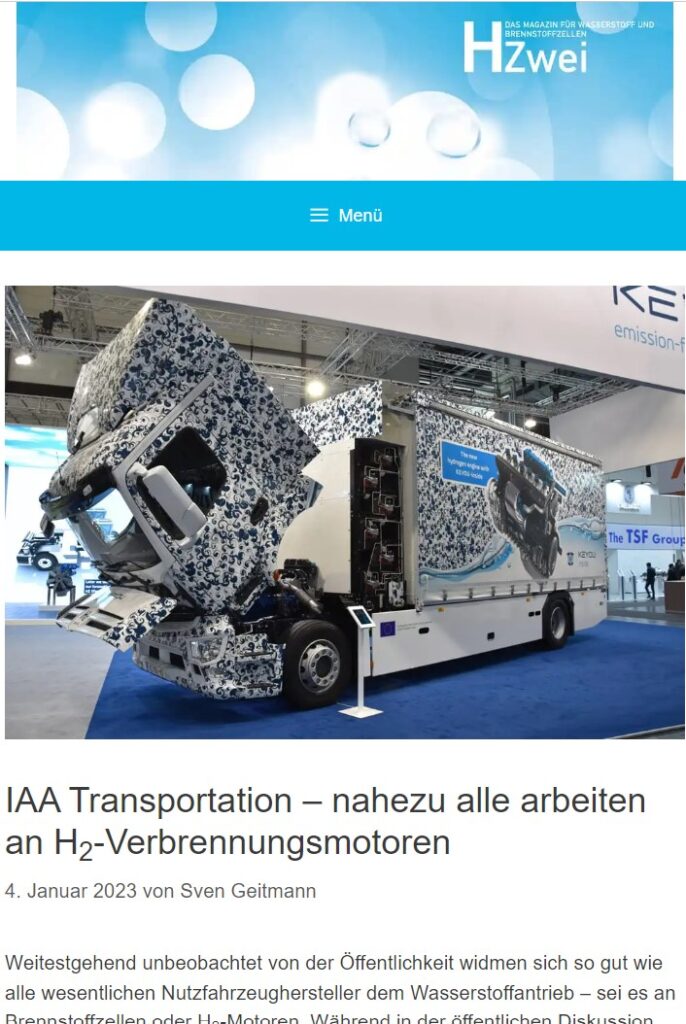 H2-Hubkolbenmotor statt Brennstoffzelle: IAA Transportation